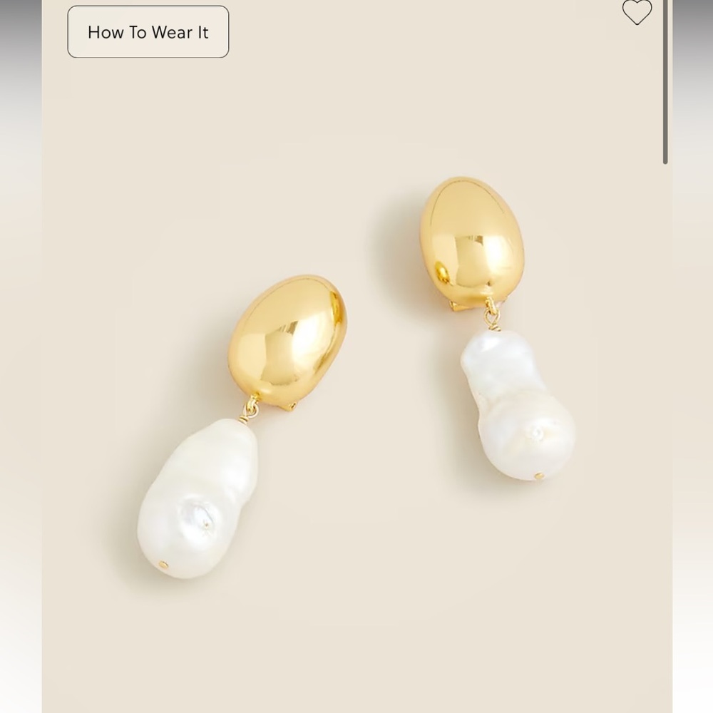J crew Freshwater pearl and gold earrings